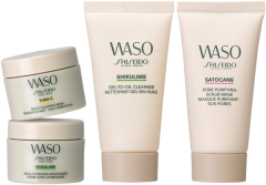 Shiseido Waso Holiday Kit = Gel-to-Oil Cleanser 30 ml + Mega Hyd. Moist. 15 ml + Beauty Sleep. Mask 15 ml + Pore Purif. Scrub Mask 30 ml