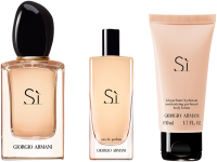 Giorgio Armani Sì Set = EdP Nat. Spray 50 ml + EdP Travel Spray 15 ml + Lait pour le Corps 75 ml